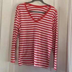 Lane Bryant long sleeve t-shirt, Orange & white